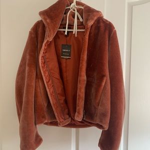 Forever 21 rose faux fur coat